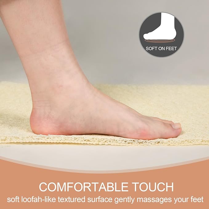 Joyhalo Shower Mat Bathtub Mat Non Slip, Bathmats Non Slip, Quick Drying Foot Scrubber Loofah Mats for Shower, Tub, Bathroom, Home, 32x24inch, Beige