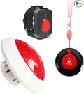 Wireless Call Strobe Light System for Elderly Wrist SOS to Caregiver Pager Life Alert Systems for Seniors Patients at Home Hospitals Nurse with 1 Call Light Waterproof Watch and Lanyard Panic Button