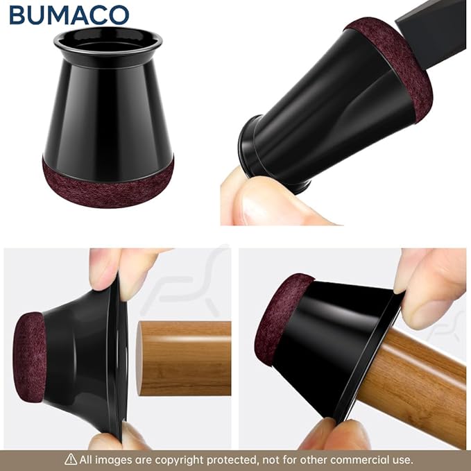 BUMACO Chair Leg Floor Protectors Chair Leg Protectors for Hardwood Floors Silicone Pads Covers to Protect Floors Black-40 Pcs Universal XS (8/16"-15/16")