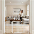 57.5-62" Extra Wide Baby Gate for Doorways,30" Tall Double Lock Mechanism Metal Dog Gate Pressure Mount，Automatic Closing Child Safety Gate,White