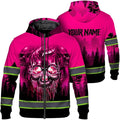Maddly Hi Vis Reflective Zip Up Hoodie, High Visibility Safety Jacket with Skull Design for runner, worker, trucker, cyclist