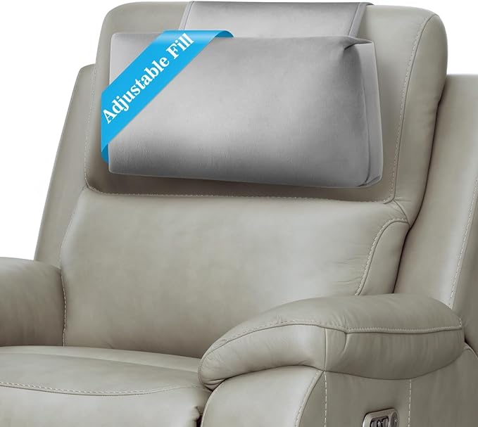 Recliner Headrest Pillow, Adjustable Comfort Neck & Head Support Pillow, Soft Velvet Non-Slip Headrest for Pain Relief & Relaxation, Ideal for Recliner, Couch, Chair, Sofa