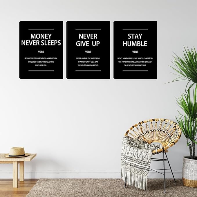 Entrepreneur Office Positive Quotes Encouraging Canvas Wall Art, Motivational Humble Wall Decor Inspiration Affirmation Office Poster Wall Hanging Picture Decorations for Home Workplace 12"x16"x3