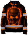 Matedecor Skull US Flag Reflective High Visibility Hoodie For Men Construction Hi Vis Safety Workwear Custom Name