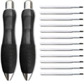 14pcs Big Fat Pens Aids Writing - 2 Pens + 6 Black Refills + 6 Blue Refills for Tremor, Arthritis, Parkinson, Handicap, Carpal Tunnel