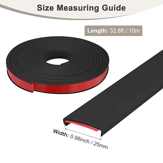 U-Shape Edge Banding, 0.98 Inch x 32.8 FT Self Adhesive Rubber Edge Trim Flexible TPE Corner Protector for Desk/Shelves/Furniture/Countertop/Table/Cabinet/Plywood [Black]