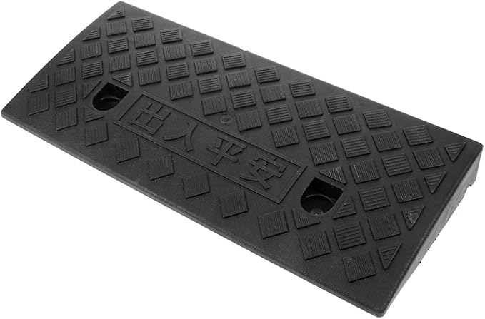 Portable Wheelchair Threshold Ramp 50X17X5Cm Black Plastic Anti-Slip Doorway Ramp for Steps Curbs Garage Use Mobility Aid