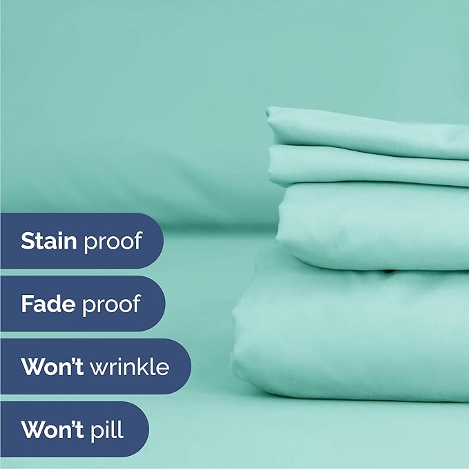 Queen 6 Piece Sheet Set - Cooling & Breathable Bed Sheets - Hotel Luxury Bed Sheets for Women, Men, Kids & Teens - Bedding with Deep Pockets & Easy Fit - Soft and Wrinkle Free - Queen Spa Blue Sheets