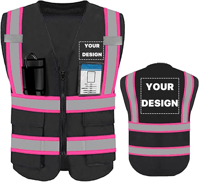 YOWESHOP High Visibility Reflective Safety Vest with Pockets Custom Your Logo Safety Workwear