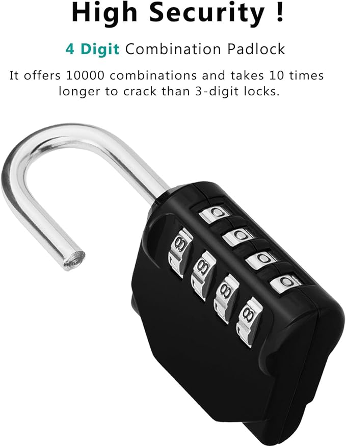 ZHEGE 2 Pack Combination Lock for Locker, 4 Digit Combination Padlock for School, Gym, Employee Locker, Outdoor, Fence (Black & Blue)