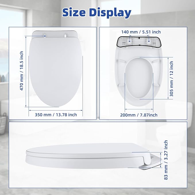 SS124 Toilet Seat Replacement Compatible with TOTO, Elongated Soft Close Toilet Seat for SS124, Transitional Slow-close & Heavy Duty, with Universal Toilet Bolts and Nuts, Cotton White