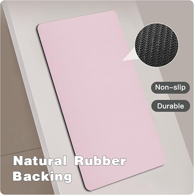 Toilet Rug, Thin Toilet Rugs U Shaped Washable Non Slip Absorbent Quick Dry Low Pile Toilet Mat, 20"x24" U Shape Pink