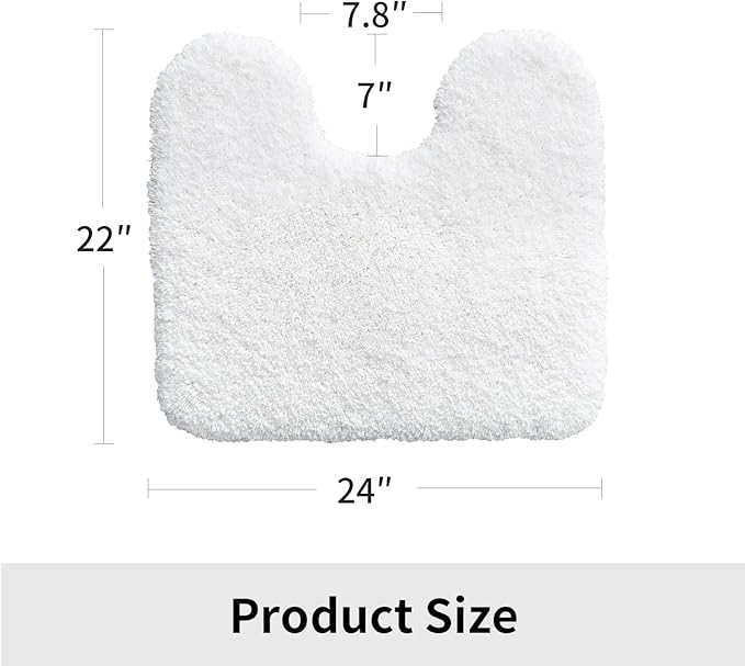 White Toilet Rug 22x24 Non Slip Fluffy Toilet Floor Mat U Shaped Washable Bathroom Contour Rug for Toilet Absorbent Shaggy Toilet Foot Rug