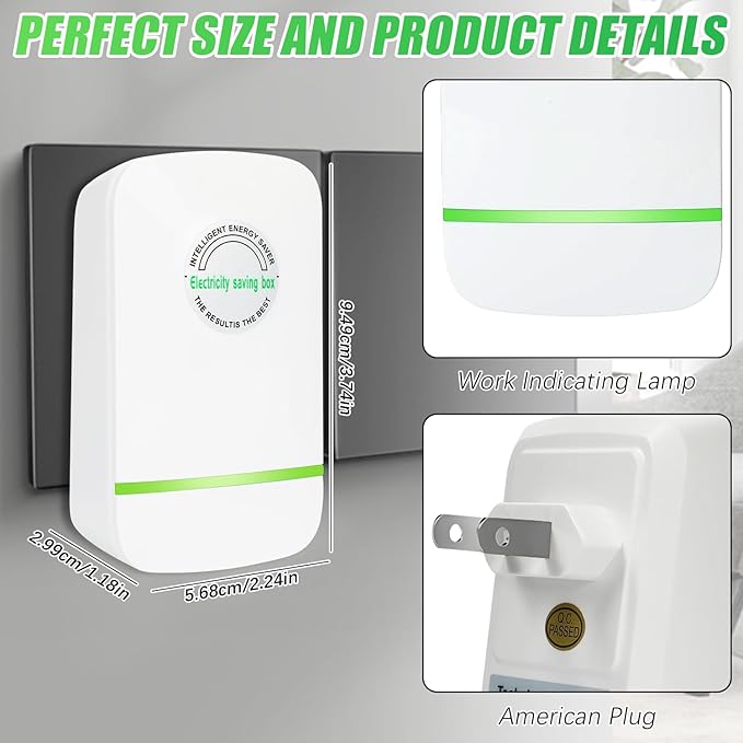 Energy Saving Device,Energy Saver,Stop Watt Energy Saving Device,Intelligent Energy Savers Plug in,Voltage Stabilizer for Home Office US Plug(2Pcs)