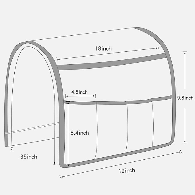 NB Sofa Armrest Organize remote holder bedside caddy organizer with 5 pockets，non-slip couch remote control holder couch armchair caddy accessories (Gray, 35''x18'')
