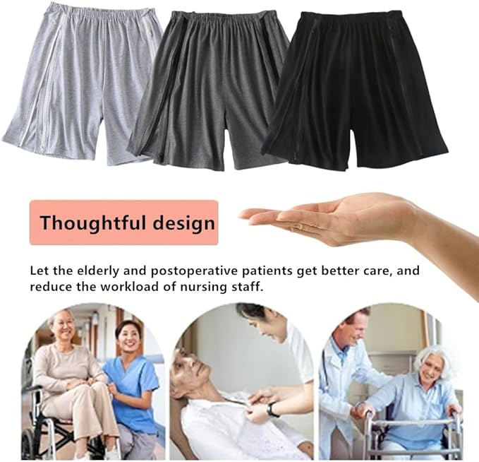 Bedridden Patient Clothing,Full Open Patients Care Trousers,Unisex Fracture Pants,Disability Clothes with Zippers,Suit for Fracture,Disable,Elderly(Dark Grey,XXL)