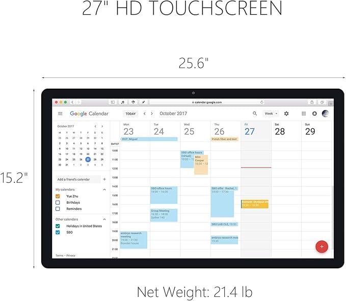 27 inches Touchscreen Digital Calendar & Wall Planners, Smart Whiteboard Calendar for Chore Chart & Work Schedule, Built in Speakers and Camera, Include Wall Mount & Desk Stand