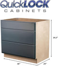 Quicklock RTA (Ready-to-Assemble) | Base Kitchen Cabinets - Shaker Style | Made in America (Needlepoint Navy, 36" Wx34.5 Hx24 D 3 Drawer)