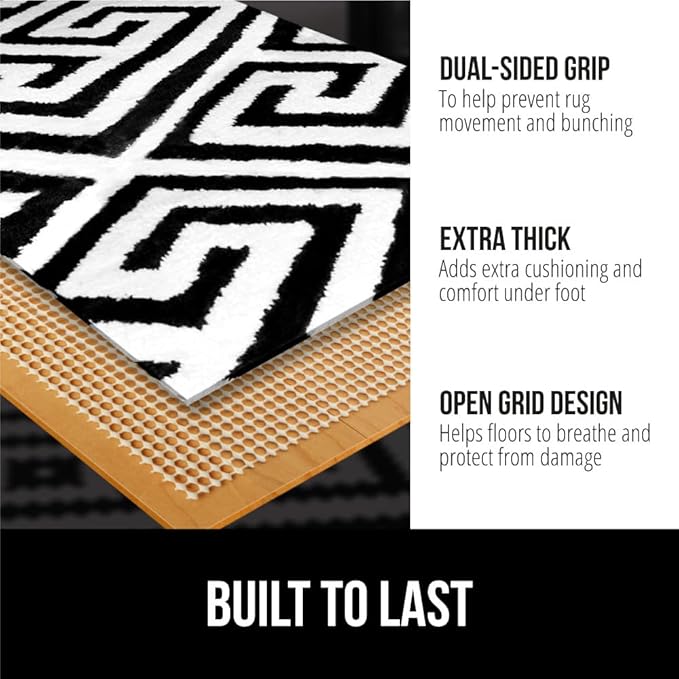 GORILLA GRIP Strong Rug Pad Gripper, 7x10 FT, US Designed, Grips Help Keep Area Rugs Safe and in Place, Slip and Skid Resistant Pads for Hard Floors, Under Carpet Mat Cushion and Hardwood Protection