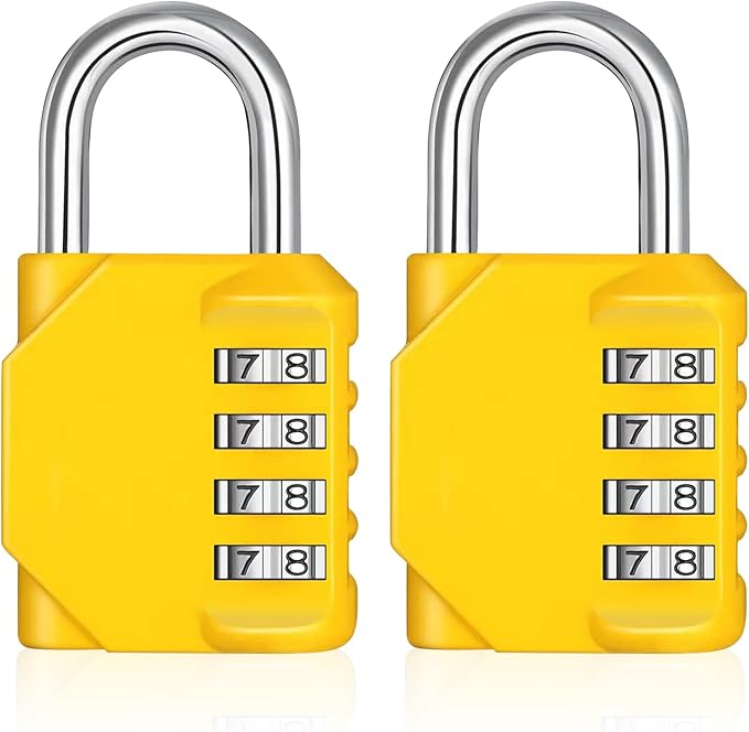 ZHEGE Combination Lock Outdoor 2 Pack, 4 Digit Resettable Weatherproof Combination Padlock for Gym, School, Gates, Doors, Hasps Storage (Yellow, 2 Pack)