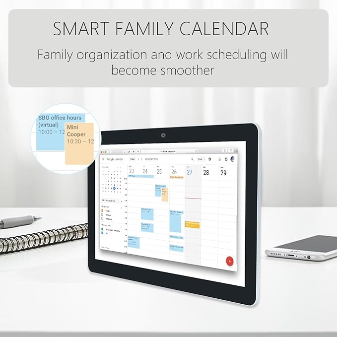 15.6 to 27 inch Touchscreen Digital Calendar & Wall Planners, Smart Whiteboard Calendar for Chore Chart & Work Schedule, Built in Speakers and Camera, Include Wall Mount & Desk Stand (17.3-inch)