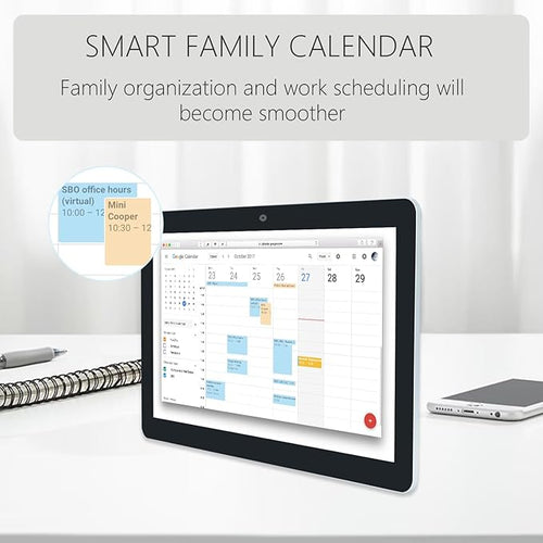 15.6 to 27 inch Touchscreen Digital Calendar & Wall Planners, Smart Whiteboard Calendar for Chore Chart & Work Schedule, Built in Speakers and Camera, Include Wall Mount & Desk Stand (17.3-inch)