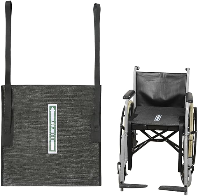 One Way Transfer Support Cushion, Non Slip Tubular Pad for Fall Prevention in Chair & Wheelchair, Elderly/Disabled Assistance, 17"x17" (Black-with Handles)