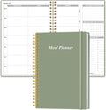 Weekly Meal Planner - A5 Weekly Meal Prep Journal with Shopping and Grocery Lists, 186 Pages Healthy Diet & Weight Loss Tracking, Undated, 52 Weeks, Lasts 1 Year, Green