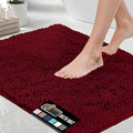 GORILLA GRIP Bath Rug Mat, Thick Soft Absorbent Chenille, Quick Dry Microfiber Mats, Rubber Backing Washable Shower Floor Rugs, US Designed Bathroom Bathmat Home Decor Accessories, 24x17, Burgundy
