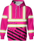 US Flag High Visibility Hoodie for Men Reflective Hoodie Safety Workwear for Worker Runner Patriotic ACC02