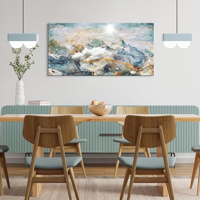 DZRWUBHS Abstract Canvas Wall Art for Living Room and Bedroom - Large Decorations for Office - Mountain Painting Framed Pictures - Farmhouse Home Decor Artwork 20"X40"