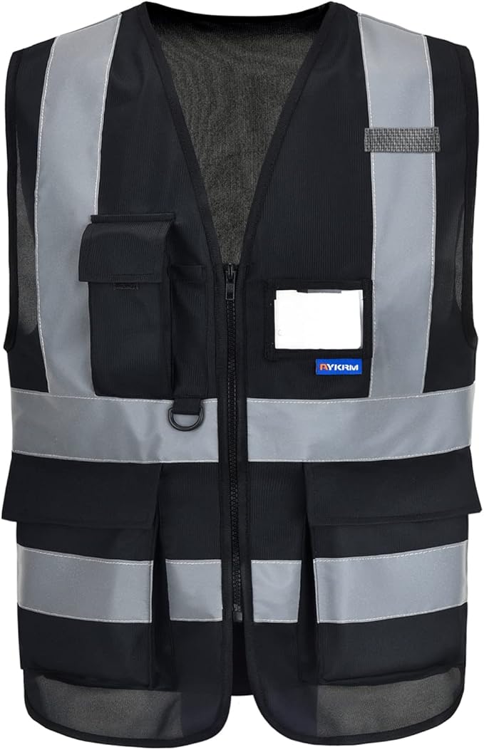 A-SAFETY 6XL 7XL 8XL black safety vest big and tall