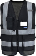 A-SAFETY 6XL 7XL 8XL black safety vest big and tall