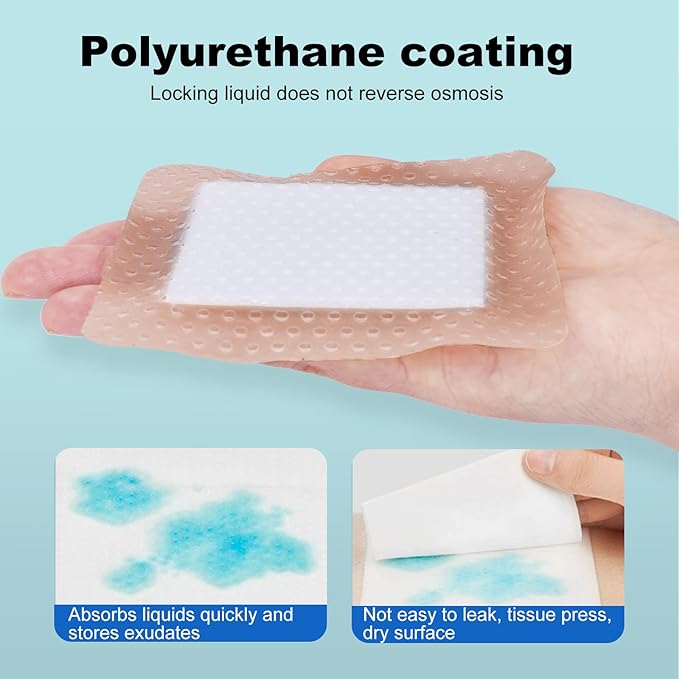 Silicone Foam Dressing 3x3 Gentle Border, Super Absorbent Wound Dressing, Bed Sore Patches, Waterproof Silicone Bandages for Wounds Care, Self Adhesive Pressure Sore Pads (30)