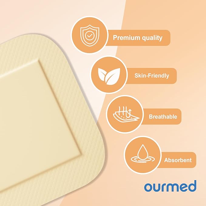 Silicone Sacral Foam Dressings(7"x 7" - 10 Packs) with Tender Adhesive Border, Sterile Advanced Absorbent Bandage, Wound Care for Bed Sores, Pressure Ulcers