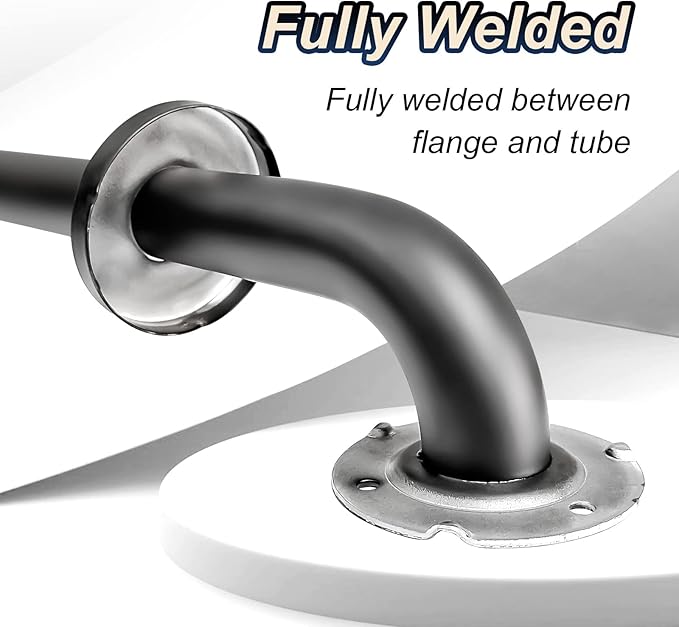 18 Inch Handicap Grab Bars, 2 Pack Stainless Steel Grab Bar for Bathtubs and Showers, Wall Mount Safety Shower Grab Bars for Seniors Injury Elderly, Matte Black
