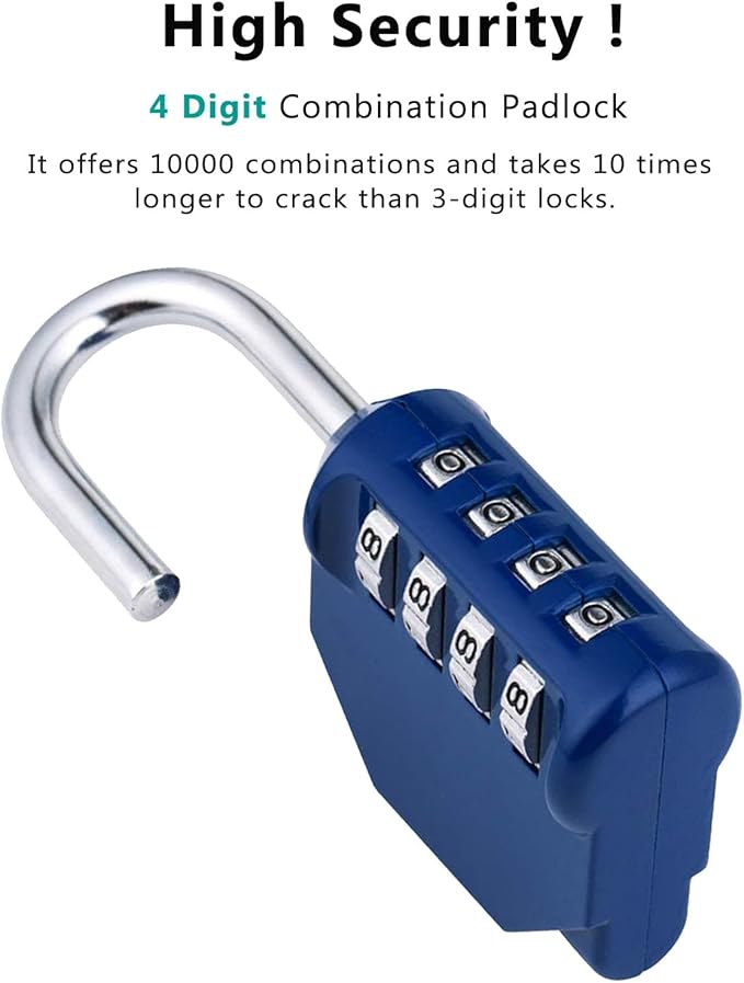ZHEGE Combination Lock 2 Pack, 4 Digit Padlock for Gym, Employee, School, Fence. Hasp Cabinet & Storage - Set Your Own Keyless Resettable Combo