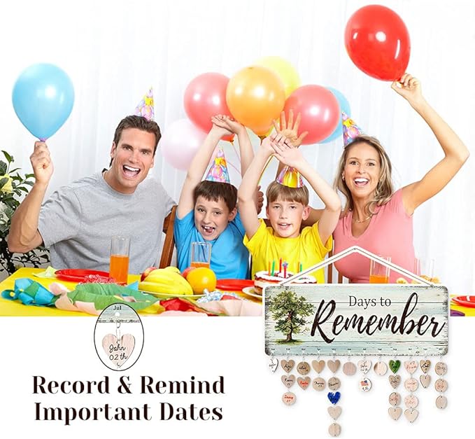 Grandma Gifts - DIY Wood Family Birthday Reminder Calendar - Days to Remember - Hanging Board for Important Dates Tracker Home Decorative Plaque Sign