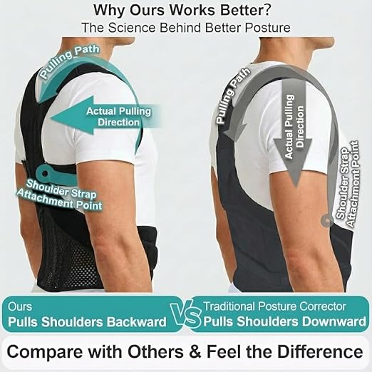 Full Back Posture Corrector for Men & Women – Pull-Back System Posture Brace – Wide Soft Straps, Breathable Mesh, Adjustable Support for Slouching, Rounded Shoulders & Upper Spine Pain Relief