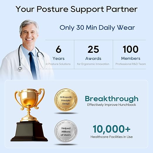 Posture Corrector for Women and Men, Adjustable Upper & Mid Back Brace for Neck, Shoulder & Back Support, Breathable Back Straightener for Pain Relief and Better Posture