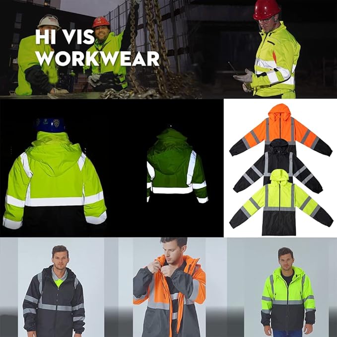 YOWESHOP High Visibility Reflective Safety Jacket Reflective Jacket for Men Hi Vis Construction Jackets