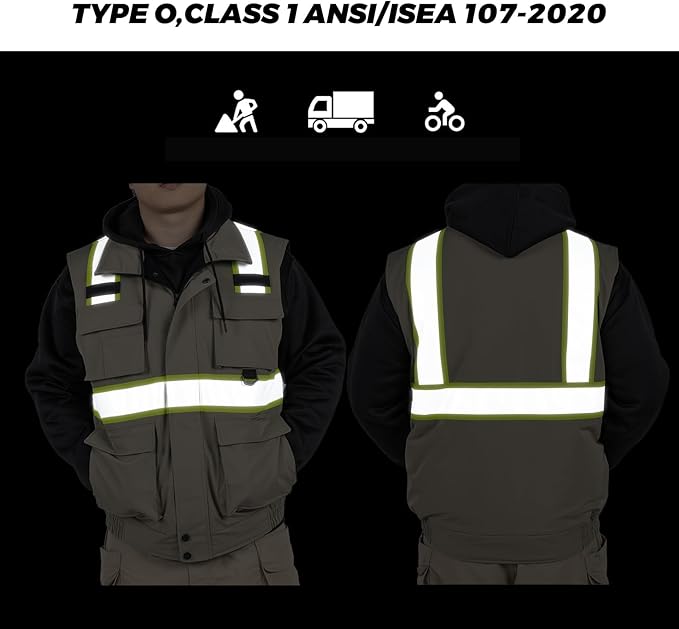 VENDACE Safety Vest High Visibility Reflective Fleece Winter Vest for Men with Pockets Hi Vis Construction Work Vest