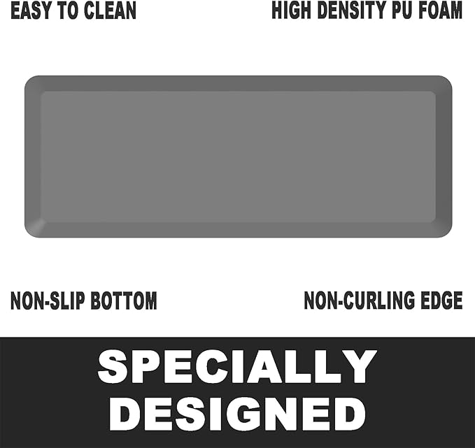 1" Extra Thick Anti Fatigue Floor Mat 20" W x 30" L,Kitchen Mat, Standing Desk Mat,140D Advanced PU Foam Ergonomic Comfort at Home, Office, Garage, Sink (Gray)