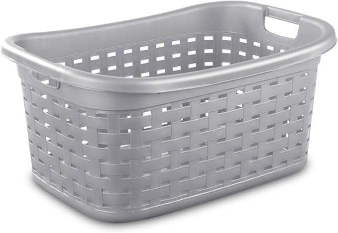 Sterilite Cement Gray Durable Weave Laundry Basket with Wicker Pattern (18 Pack)