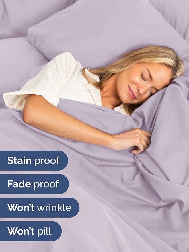 Extra Deep Twin Sheet Set - 4 Piece Breathable and Cooling Sheets - Hotel Luxury Bed Sheets Set - Easy Fit - Soft, Wrinkle Free and Comfy Sheets Set - Light Lavender Sheet Set with Extra Deep Pockets