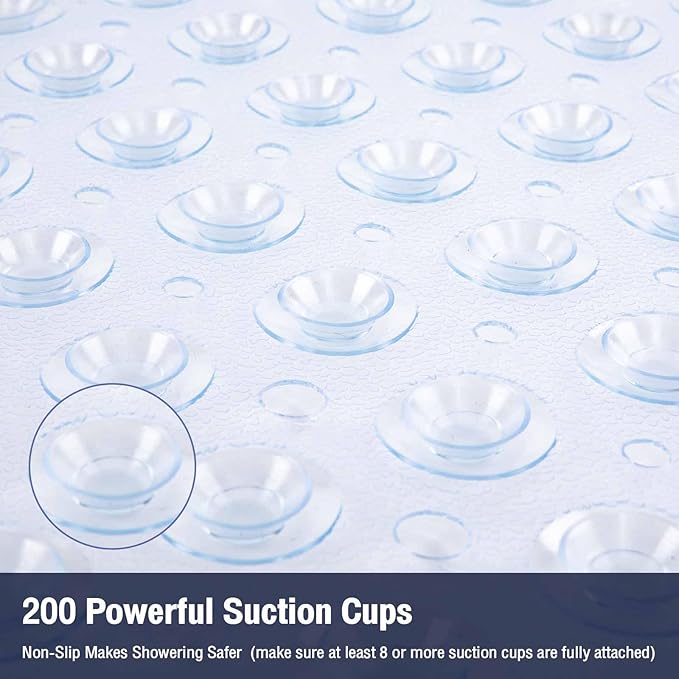 Extra Long Clear Bathtub Mat Non Slip, Soft Bath Mat for Tub 40 x 16 Inch Full Size, Bath Tub Shower Mats for Bathroom Floor with Big Suction Cups and Drain Holes, Easy Washable, BPA Free