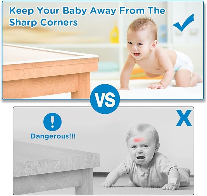Baby Proofing, 0.6in Edge Protector Strip Clear, Thickened Silicone Soft Corner Protectors with Upgraded Pre-Taped Strong Adhesive, 26.2ft Edge Protectors for Cabinets, Tables, Drawers