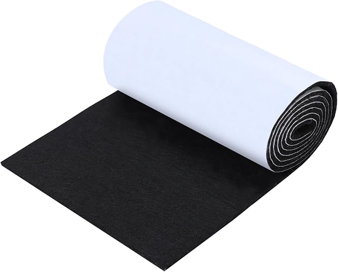 Felt Furniture Pads, Felt Strips with Adhesive Backing, Cuttable Felts Chair Pads, Anti Scratch Floor Protectors for Furniture Feet Chair Legs (40 x 5 x 0.12 Inch, Black)