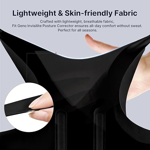 Fit Geno Posture Corrector for Women Invisilite: Invisible Lightweight Back Brace for Neck Shoulder & Upper Back Pain Relief - Improve Posture Correct Hunchback Slouching Under Clothes Large