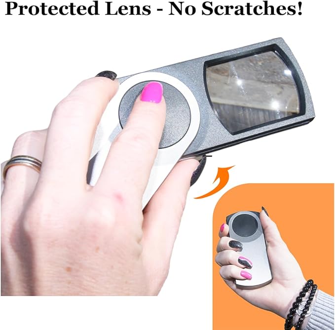 EasY Magnifier Premium Pocket Magnifying Glass with LED Light 3.0X (300%); Small Hand Held Lighted Magnify Glasses for Reading Tiny Print, Menu, Pill Bottles; Visually Impaired A Low Vision Aid